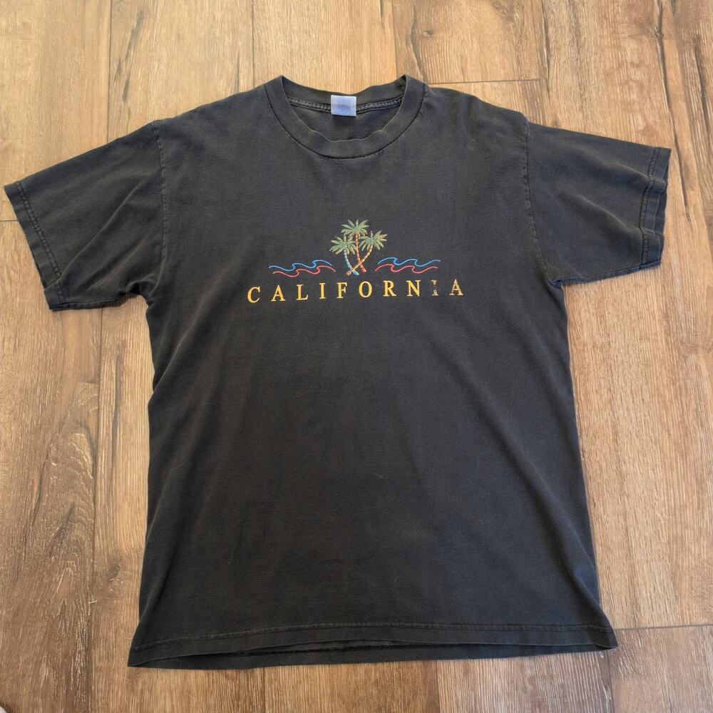 VTG California Palm Trees Adult Large Shirt‎ Beach Surf Skate Los Angeles Bay